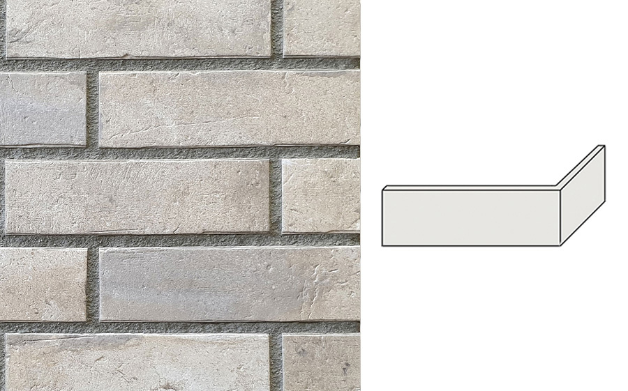 Клинкерная плитка угловая INTERBAU Brick Loft, INT 571 Vanille, 240*115*52*10 мм