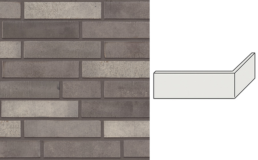 Клинкерная плитка угловая Stroeher Wasserbrand, 676 graumelange, 240*115*71*12 мм