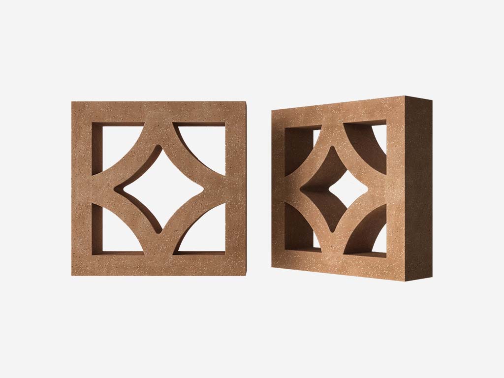 Декоративный бриз-блок Mesterra Кобого / Cobogo 0301, терракотовый, 250*250*70 мм