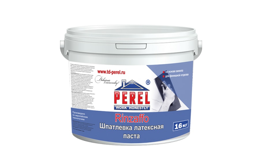 Готовая акриловая финишная шпаклевка Perel Rinzaffo, 16 кг