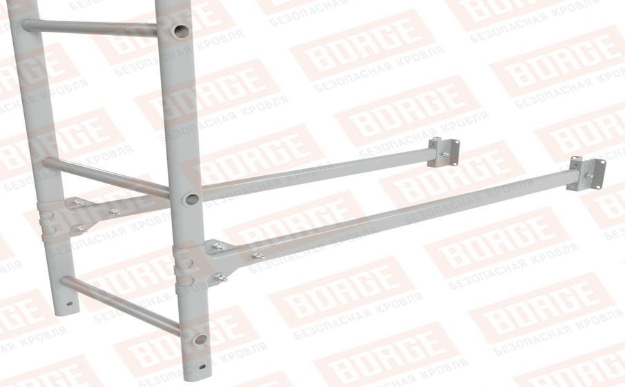 Лестница фасадная Borge (верхняя секция) оцинкованная RAL 9006, 2,7 м