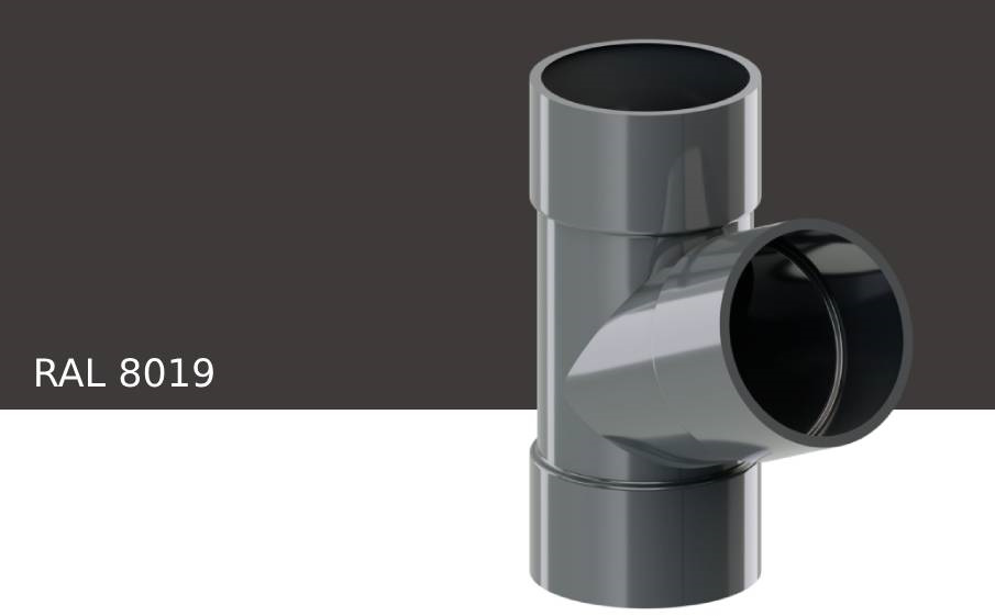 Тройник 67 градусов KROP PVC для системы D 75/63 мм, RAL 8019