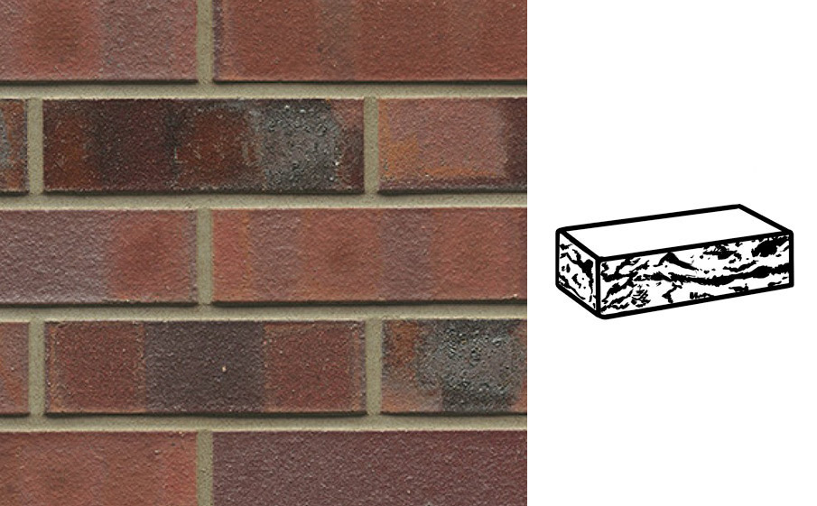 Кирпич клинкерный Muhr 04 KS Rotbraun-bunt Kohle Spezial готик, 240*55*71 мм