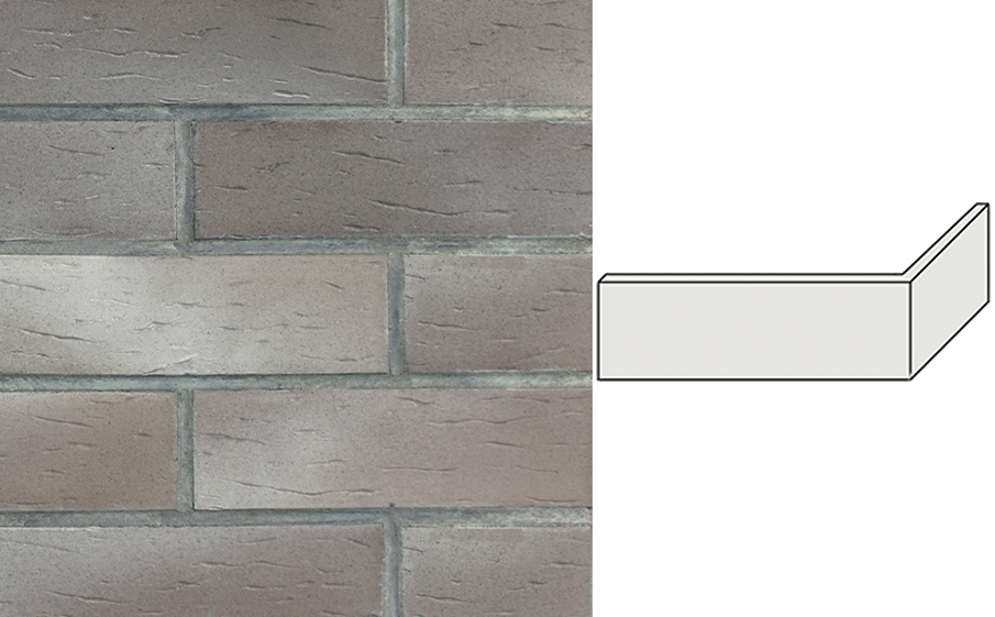 Клинкерная плитка угловая Terramatic Koro Grey АС, 185*71*60*14 мм