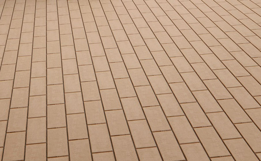 Тротуарная клинкерная брусчатка Экоклинкер гладкая песочная, 200*100*50 мм