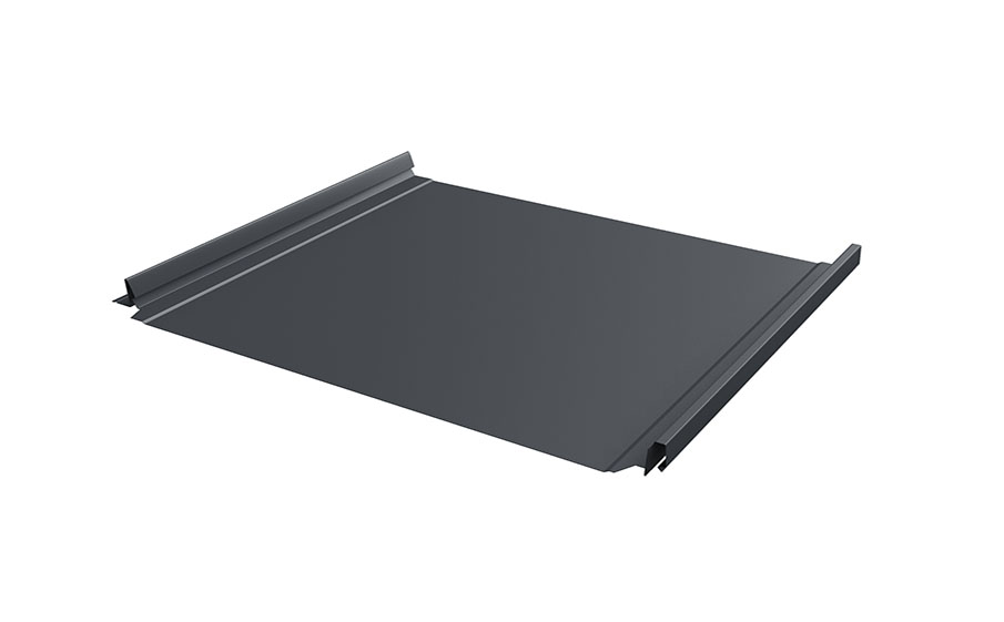 Фальцевая кровля Grand Line Кликфальц® Pro с пленкой на замках Satin Matt RAL 7024 мокрый асфальт