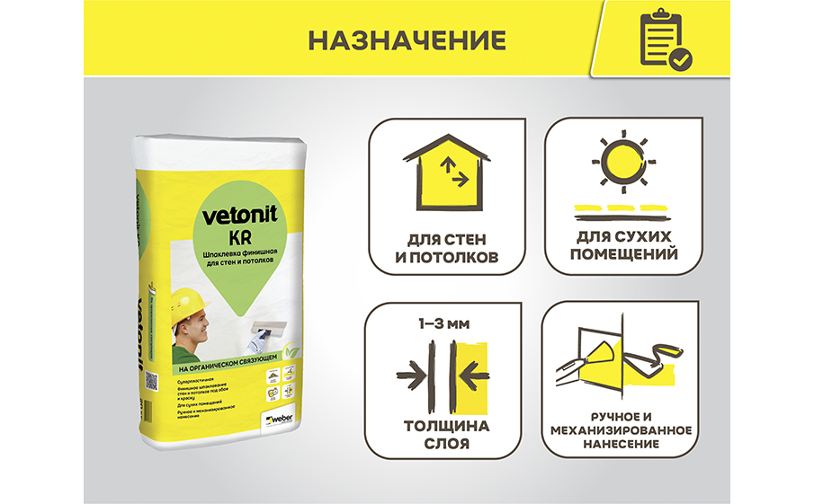 Финишная шпаклевка weber.vetonit KR, белый, 25кг