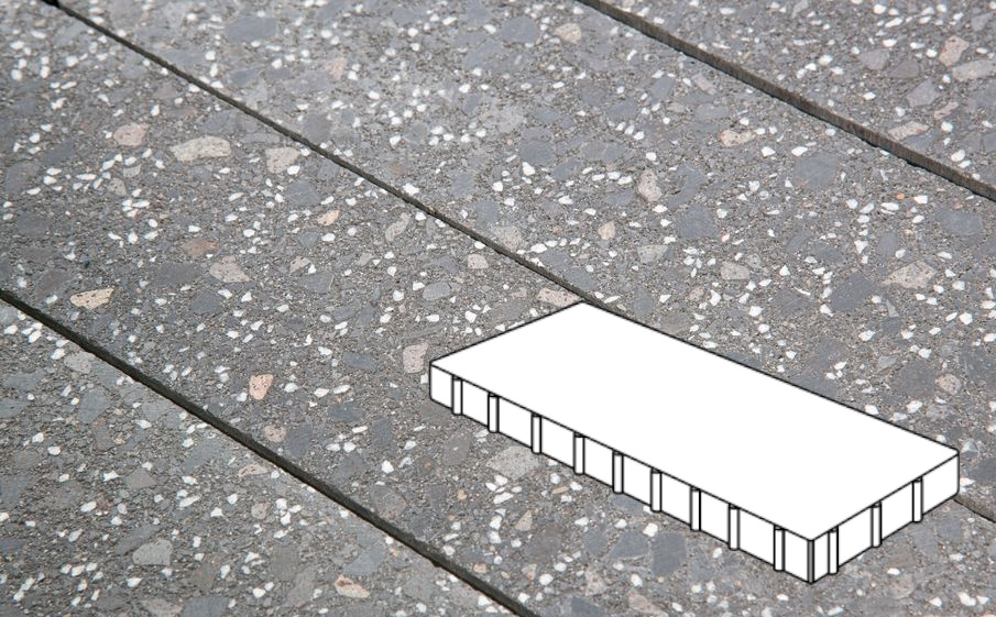 Плитка тротуарная Готика, Granite FINO, Плита Б.9.П.8, Ильменит, 900*300*80 мм