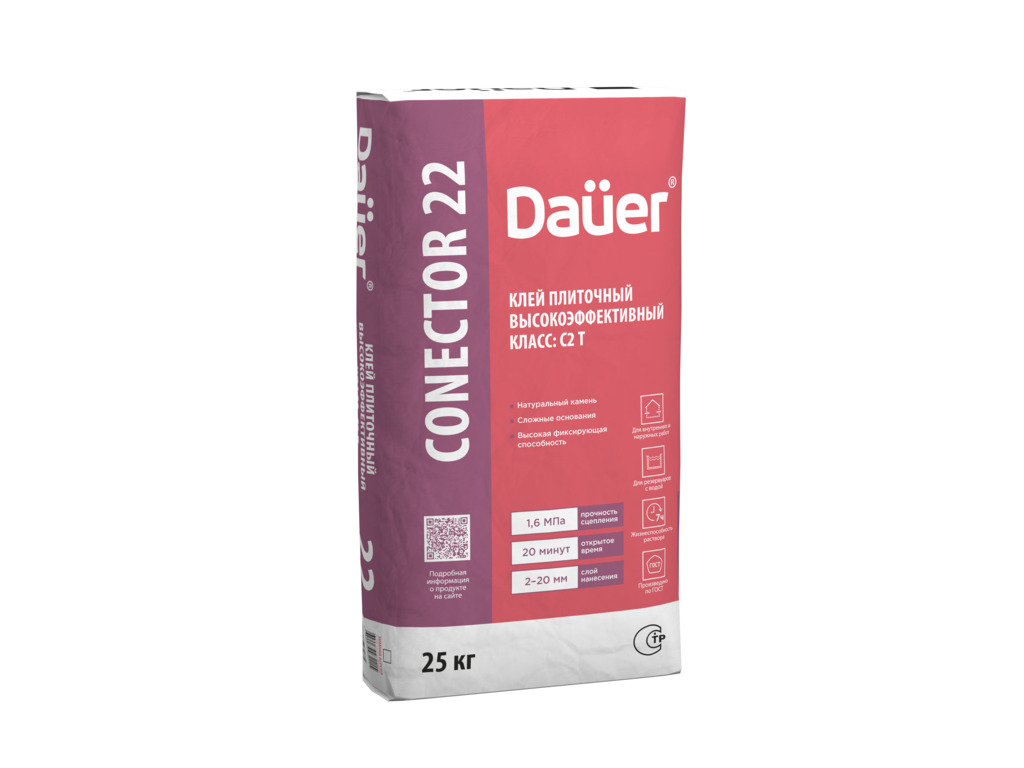 Плиточный клей Dauer Высокоэффективный, CONECTOR 22, 25 кг