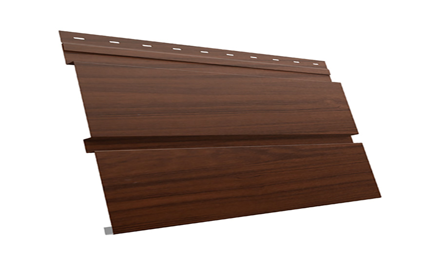 Софит металлический Grand Line Квадро брус без перфорации, сталь 0,45 мм Print Elite, Choco Wood