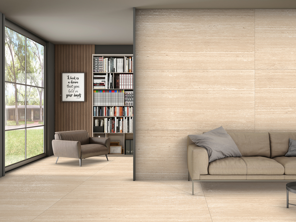 Керамогранит ENNFACE Travertine Beige Carving, 1600*800*9 мм