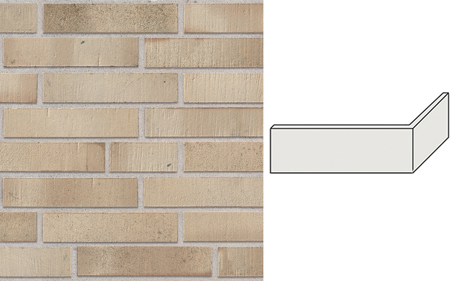Клинкерная плитка угловая Stroeher Wasserbrand, 673 naturbeige, 240*115*71*12 мм