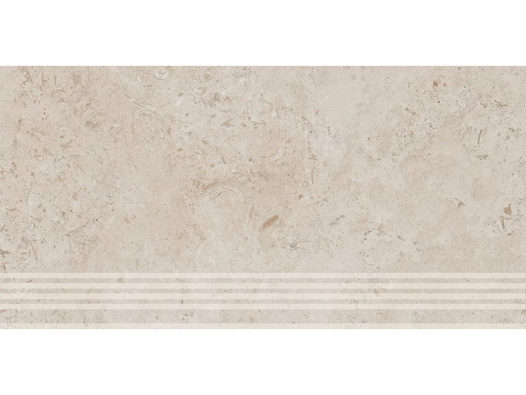 Ступень KERAMA MARAZZI Про Лаймстоун бежевый натуральный обрезная, 600*300*9 мм
