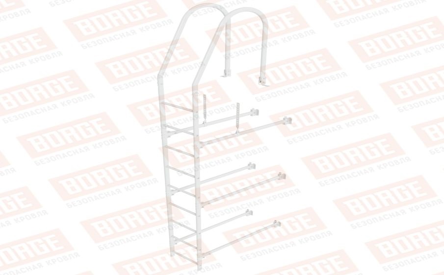 Лестница фасадная Borge (верхняя секция) оцинкованная RAL 9003, 2,7 м