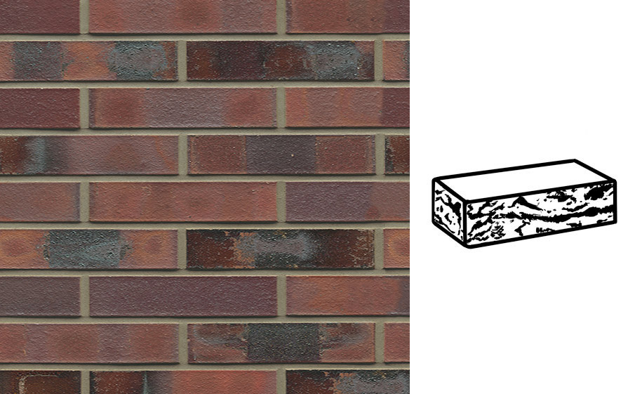 Кирпич клинкерный Muhr 04KS Rotbraun-bunt Kohle Spezial готик, 240*115*52 мм