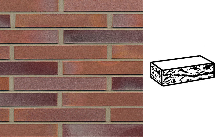 Кирпич клинкерный Muhr 14 Rotblau-bunt готик, 290*90*40 мм