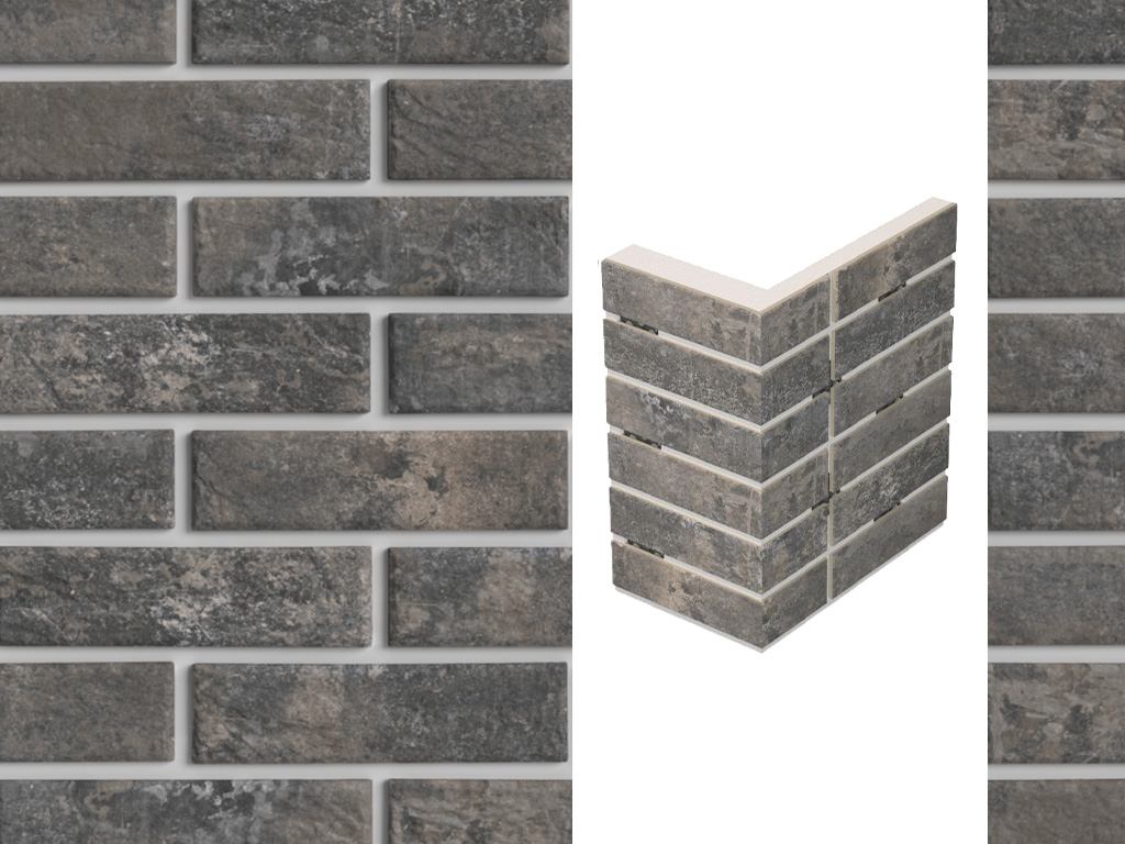 Термопанель для оконной перемычки ППС с клинкерной плиткой 8,5 мм BestPoint Exclusive Midnight, 235/385*470*80 мм