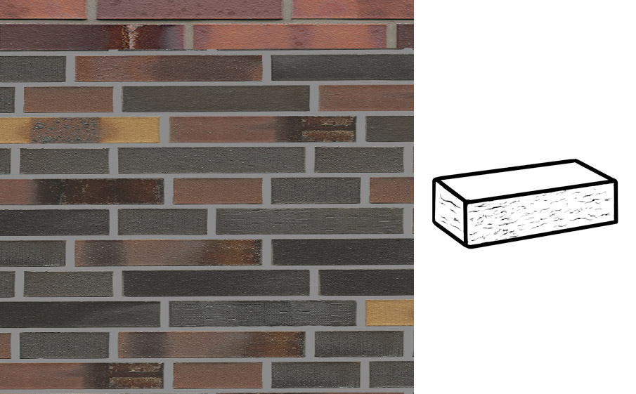 Кирпич клинкерный Muhr 40 Kobalt Spezial geflammt рустик, 290*90*40 мм