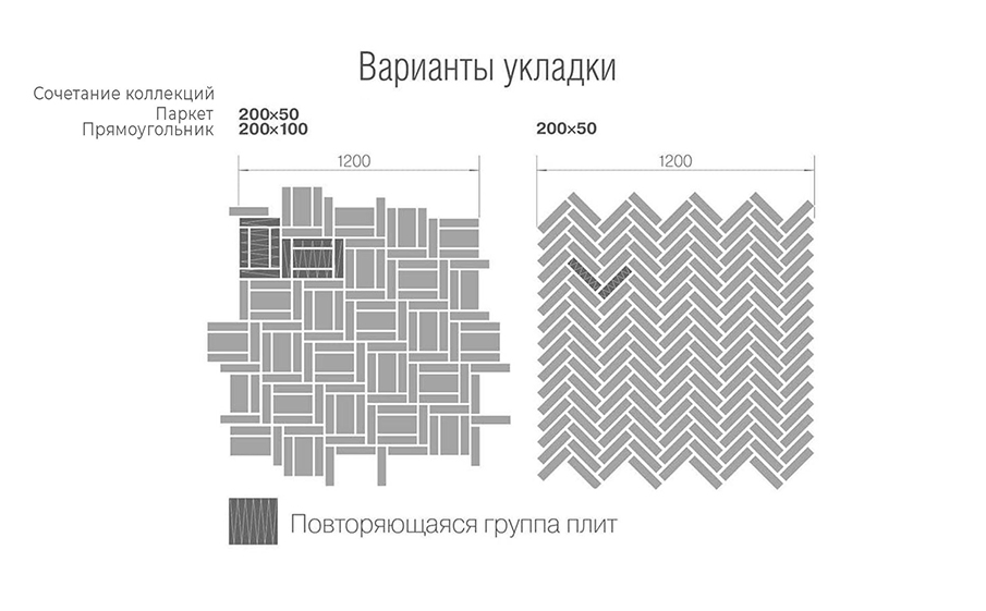 Плитка тротуарная BRAER Паркет Color Mix Туман, 200*50*60 мм