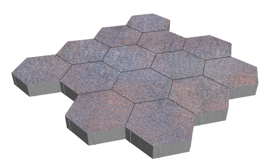 Плитка тротуарная SteinRus Гексаэдр Б.6(М).Ф.8, Backwash, Рица, 350*300*80 мм