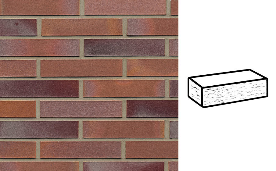 Кирпич клинкерный Muhr 14 Rotblau-bunt рустик, 240*115*52 мм