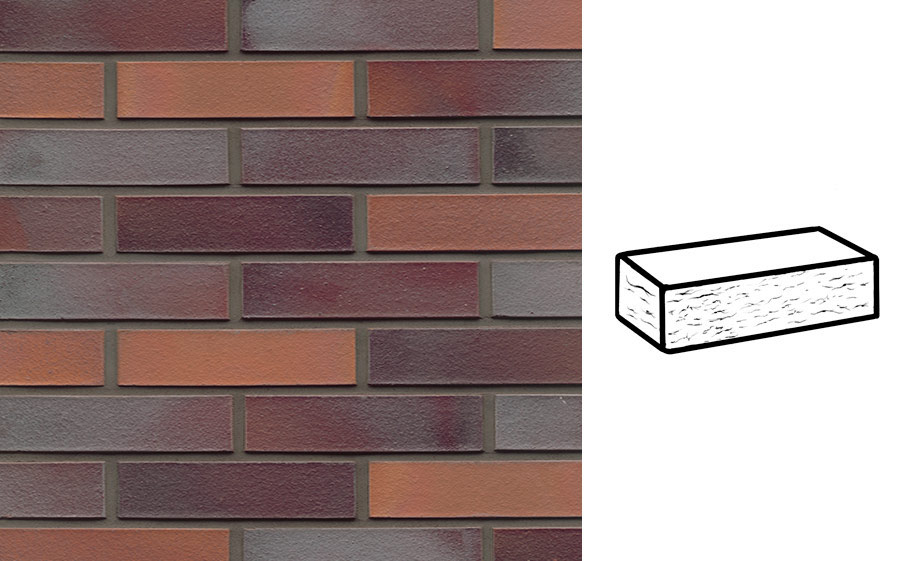 Кирпич клинкерный Muhr 12 Blaurot-bunt рустик, 290*90*71 мм