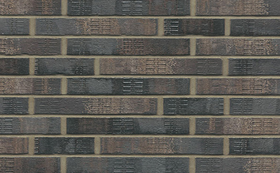 Кирпич клинкерный Muhr 15 F Schwarz-bunt Edelglanz bes. Fuss. фактурный, 290*90*40 мм