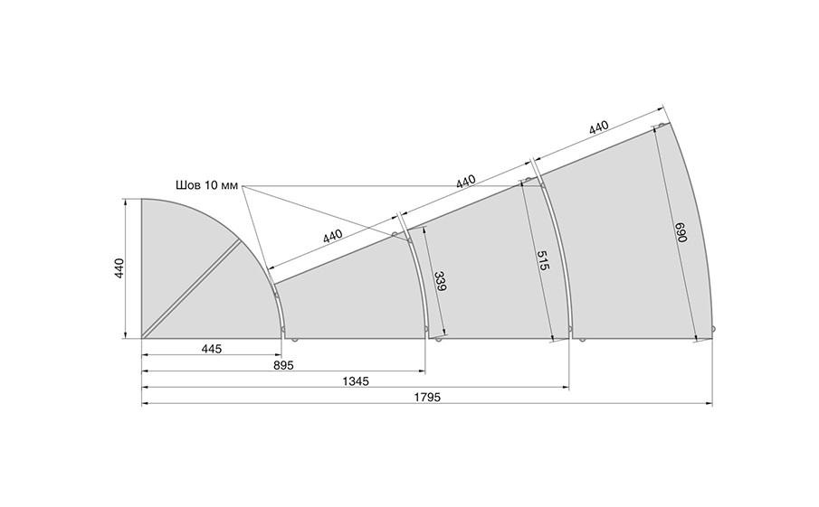 Тротуарная плитка радиальная White Hills, R1 901-44