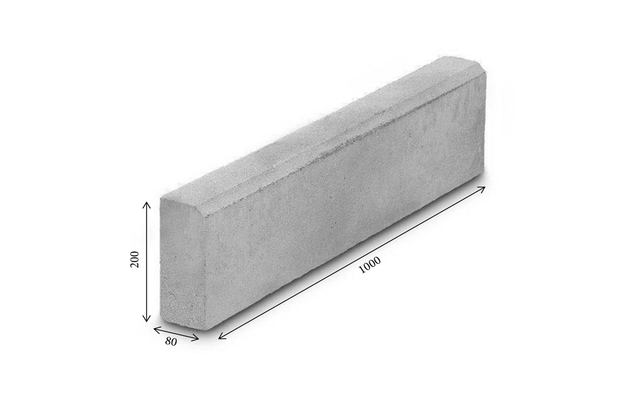 Тротуарный бордюр ВЫБОР БР 100.20.8 полный прокрас, Листопад Гранит Каир 1000*200*80 мм