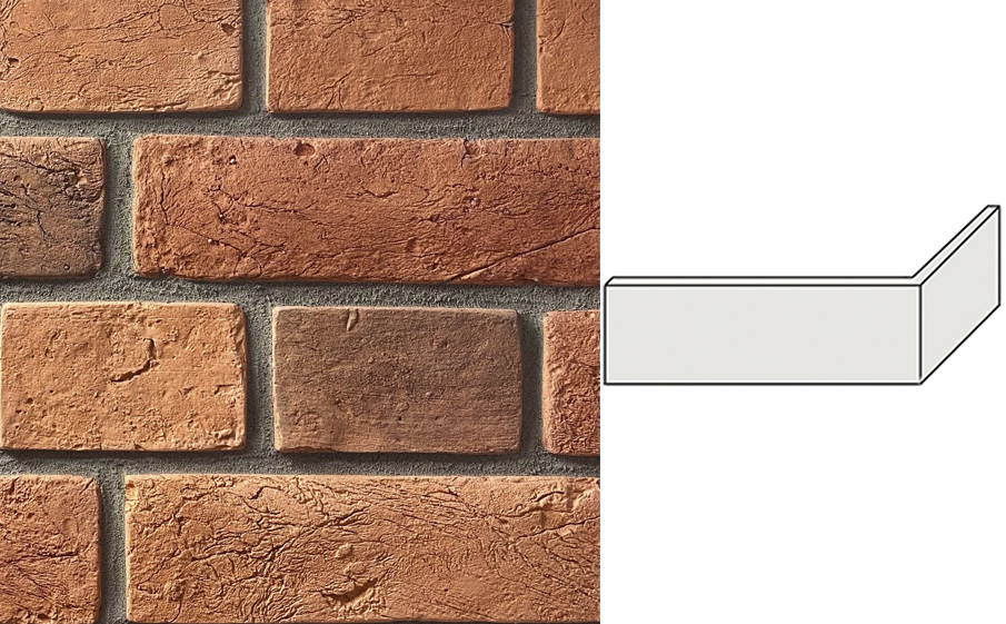 Угловой декоративный кирпич Redstone Кронштадт KR-64/U, 230*105*66 мм