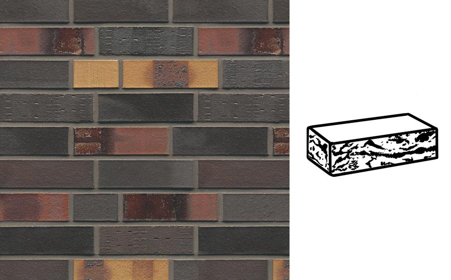 Кирпич клинкерный Muhr 40 Kobalt Spezial geflammt готик, 240*55*71 мм