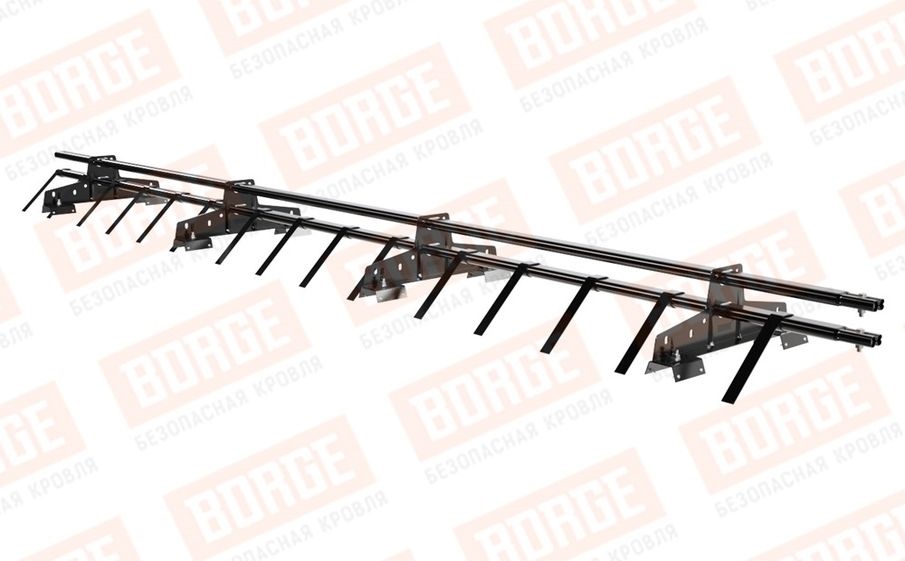 Снегозадержатель трубчатый Borge для профнастила H-60, H-75 оцинкованный RAL 9005, 3 м