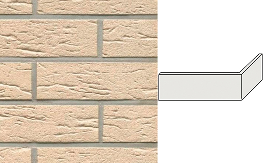 Клинкерная плитка угловая ручной формовки Feldhaus Klinker NF 9 W116 perla mana 240*71*115*9 мм