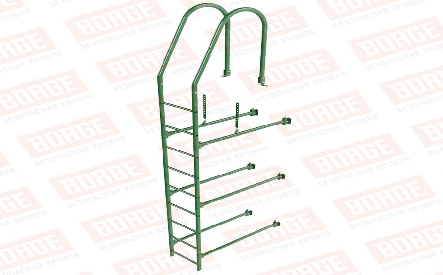 Лестница фасадная Borge (верхняя секция) оцинкованная RAL 6002, 2,7 м