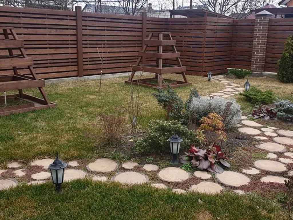 Тротуарная плитка ИНТЕРКАМ Деревянные круги 3001, 450*450*50 мм