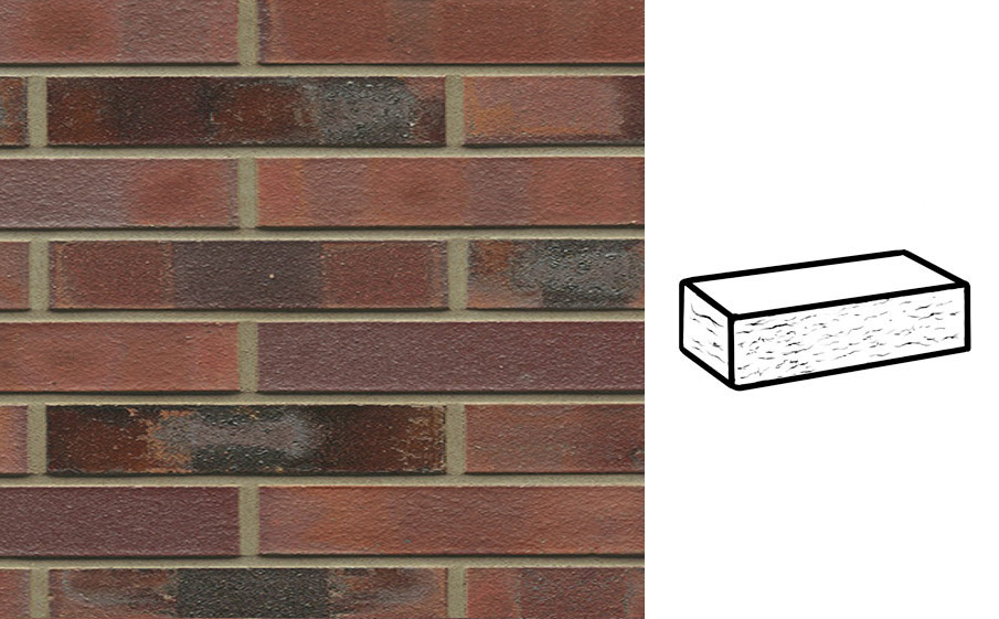 Кирпич клинкерный Muhr 04KS Rotbraun-bunt Kohle Spezial рустик, 240*90*40 мм