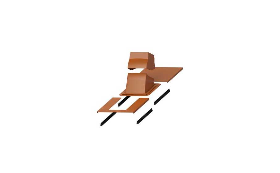 Проходной элемент Vilpe® PIIPPU MODULAR квадратный + окантовка, кирпичный