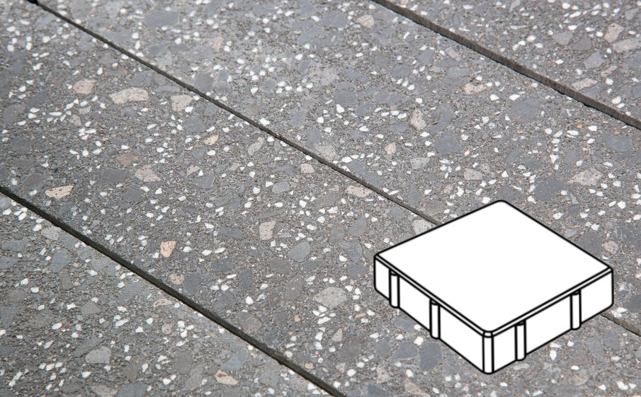 Плитка тротуарная Готика, Granite FINO, Квадрат В.2.К.8, Ильменит, 200*200*80 мм