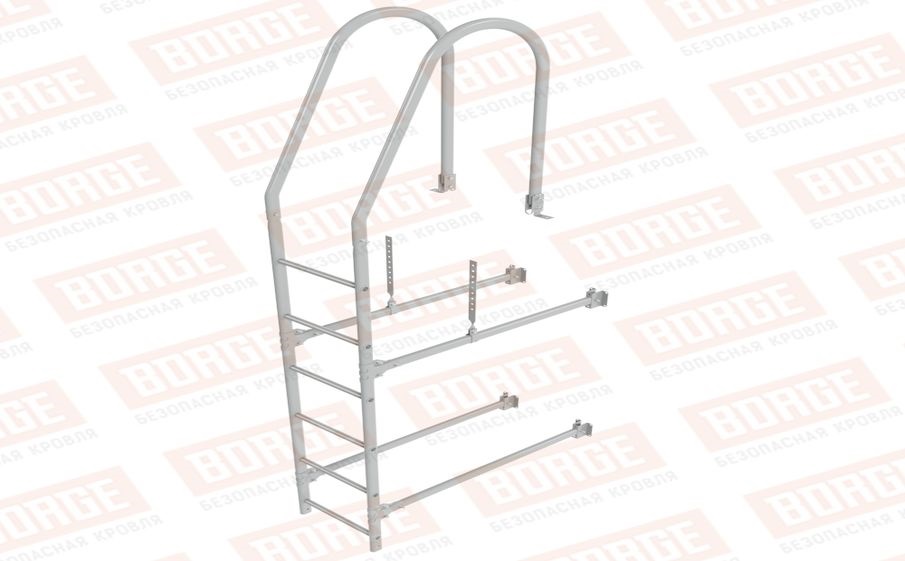 Лестница фасадная Borge (верхняя секция) оцинкованная RAL 9006, 1,8 м