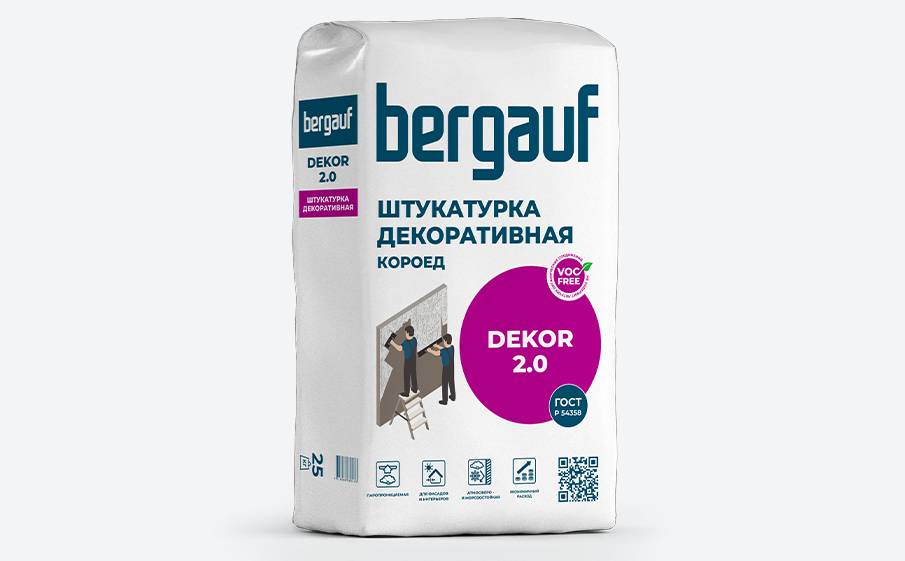 Штукатурка декоративная Bergauf DEKOR 2.0 короед, зима, 25 кг