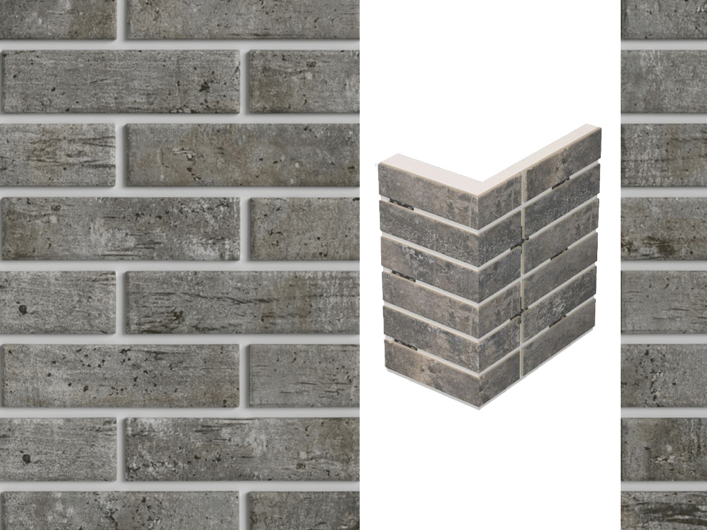 Термопанель для оконной перемычки ППС с клинкерной плиткой 12 мм BestPoint Exclusive Cement Dark, 235/385*470*80 мм