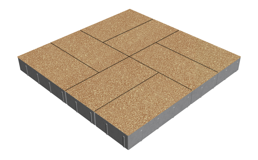 Плитка тротуарная SteinRus Грас Б.4.П.8, Antico, бежевый, 400*200*80 мм