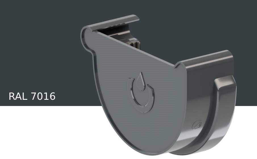 Заглушка желоба правая KROP PVC для системы D 75/63 мм, RAL 7016