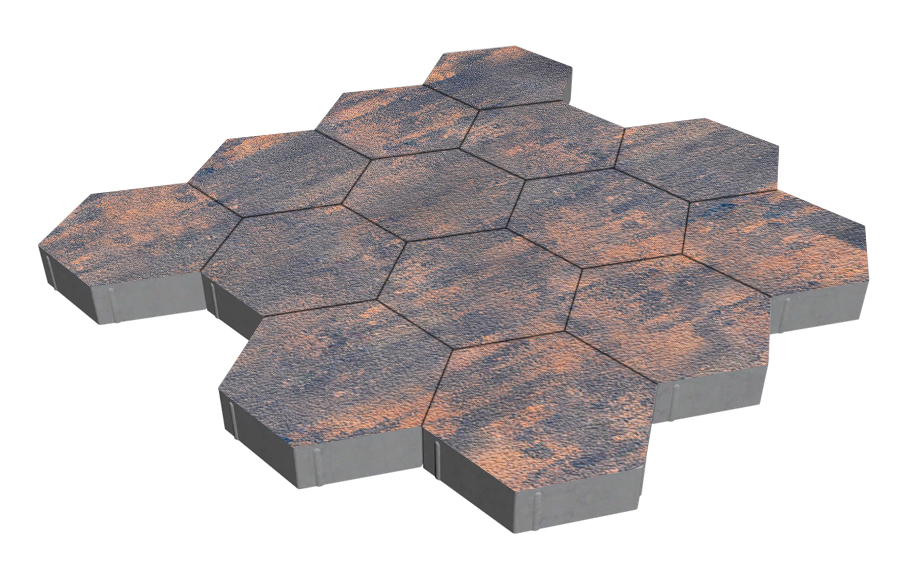Плитка тротуарная SteinRus Гексаэдр Б.6(М).Ф.8, Native, Айвори, 350*300*80 мм