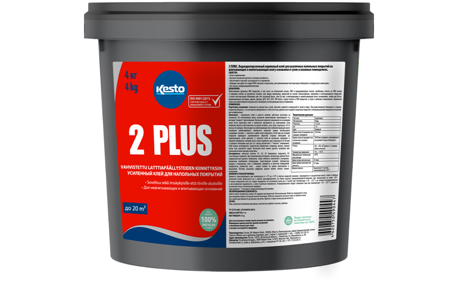 Усиленный клей Kesto 2 Plus для напольных покрытий, 4 кг