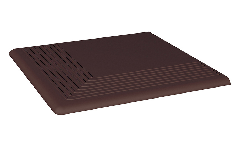 Клинкерная угловая ступень Paradyz Natural Brown, гладкая, 300*300*11 мм