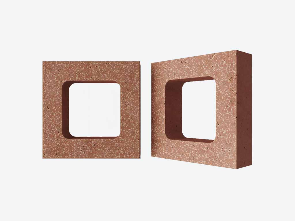 Декоративный бриз-блок Mesterra Кобого / Cobogo 0401, терракотовый LUX, 250*250*70 мм