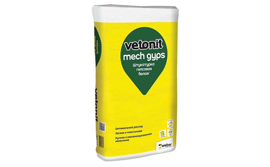 Штукатурка гипсовая vetonit mech gyps, белая 30 кг
