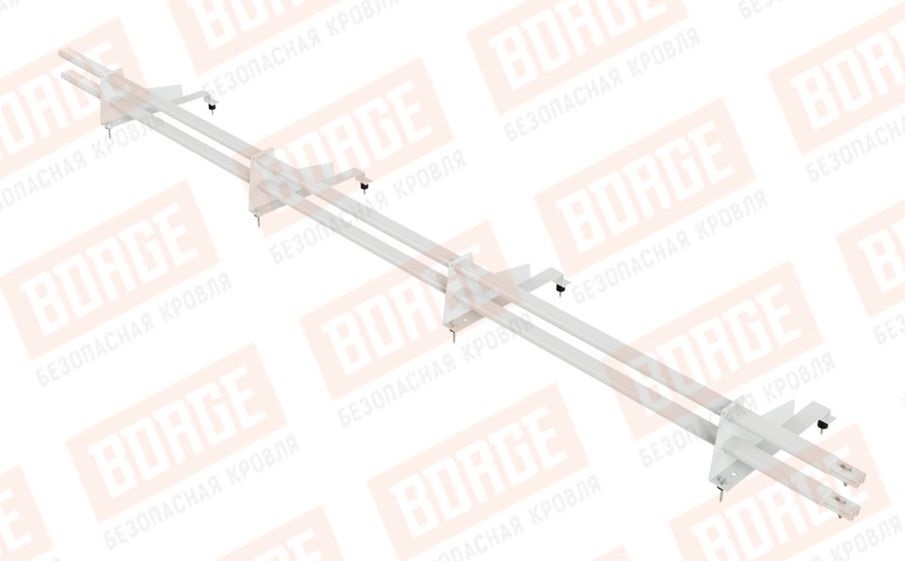 Снегозадержатель трубчатый Borge для металлочерепицы с высокой ступенькой 400 мм оцинкованный RAL 9003, 3 м