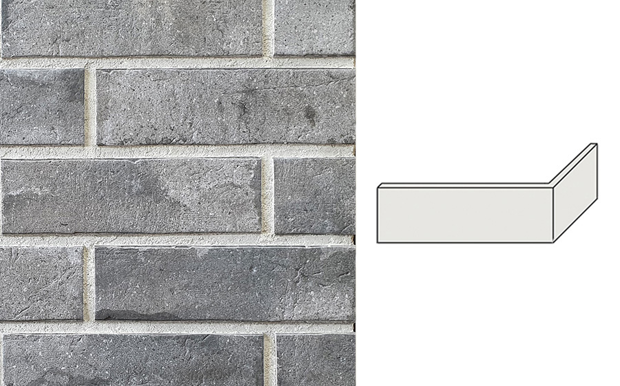 Клинкерная плитка угловая INTERBAU Brick Loft, INT 575 Felsgrau, 240*115*52*10 мм